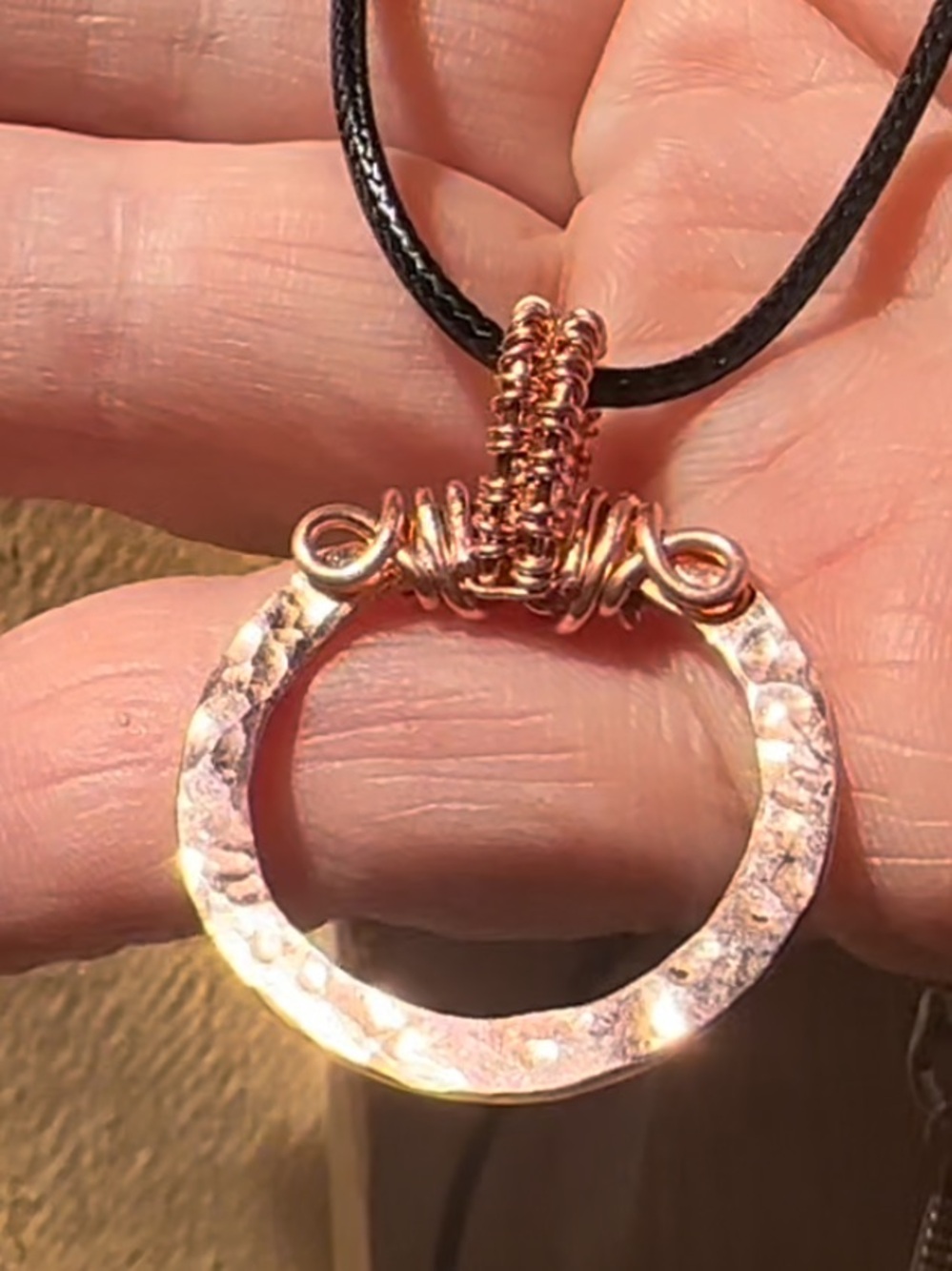 Handmade Hammered Copper Circle Pendant | Artisan Necklace | Minimalist Gift